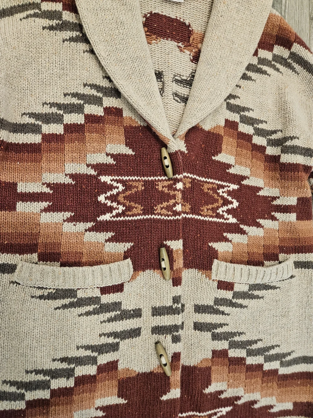 Faherty X Lehi Thunder Voice Eagle Woodland Wool Blend Cardigan In Sunset Sz.XL